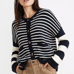 Madewell, Stripe-Play Colburne Cardigan Sweater in Coziest Textured Yarn, size M